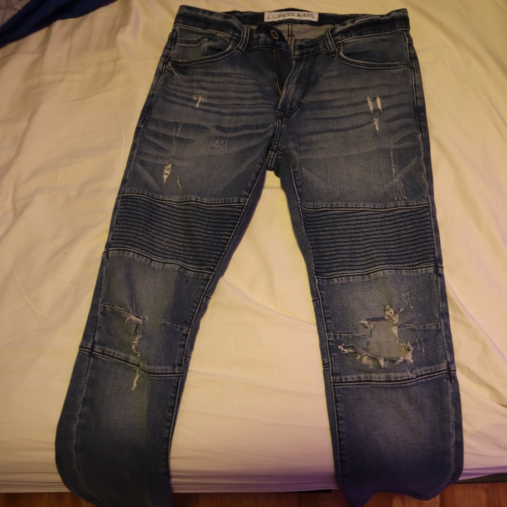 80's style Express distressed & lined Jeans (Blue)
